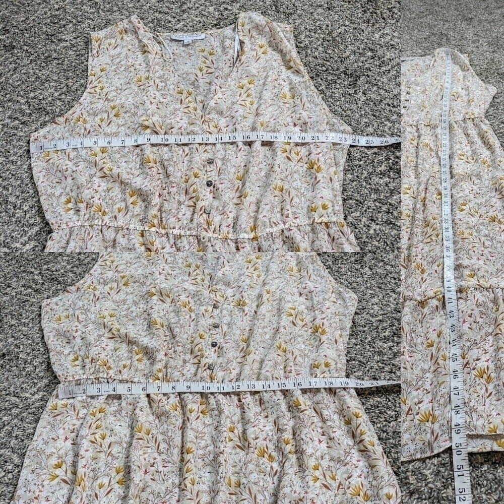 ✨3/$15 Emma & Michelle tan yellow floral sheer v neck summer dress 3X - Picture 7 of 7